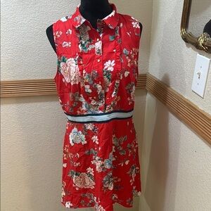 River Island NWT Size UK 16 Floral Red Sleeveless Dress!!!